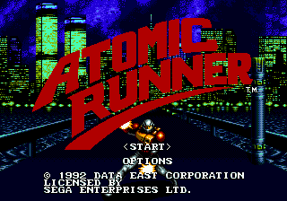 Atomic Runner title screen for Sega Mega Drive